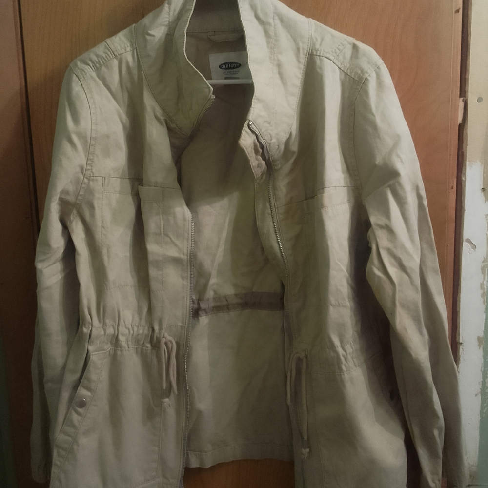 Old Navy Light Tan Zip-Up Twill Field‎ Jacket